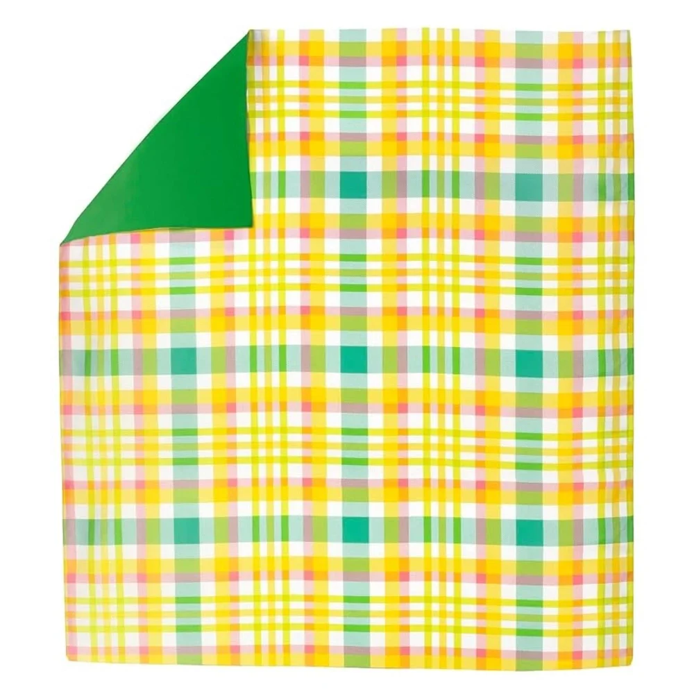 Plaid Picnic Blanket with Green Backing